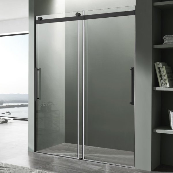 Anzzi Stellar Series 60 in. x 76 in. Frameless Shower Door - Matte Black SD-FRLS05902MB